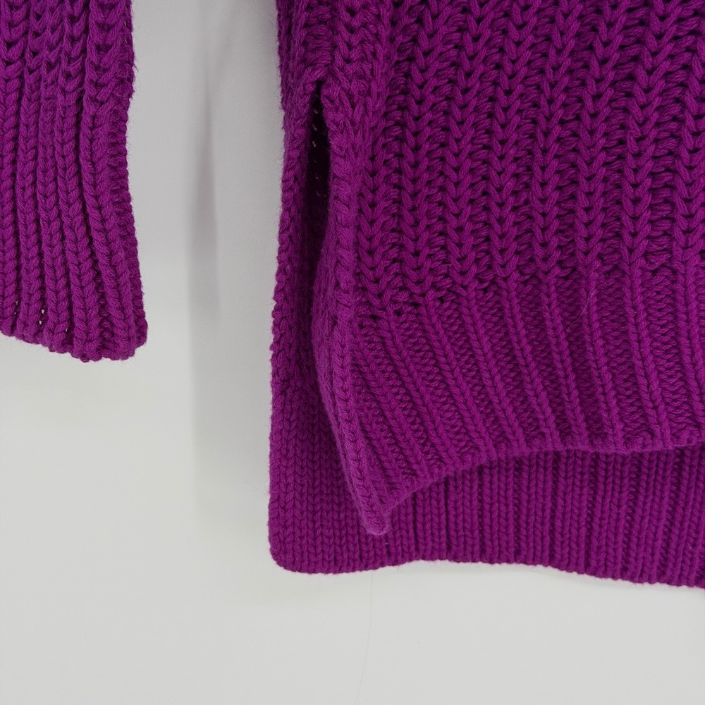 Ralph Lauren Sweater Women XS Purple V-Neck Cable Knit Shawl Pullover Fall Prep - Picture 6 of 10